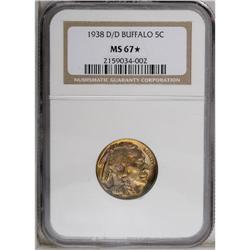 1938-D/D 5C Buffalo MS67 S NGC. RPM-2. This highly lu 