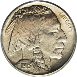 1915 5C PR65 PCGS. Pleasing satin luster covers this p 