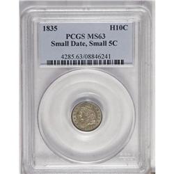 1835 H10C Small Date, Large 5C MS63 PCGS. V-6, LM-9, R 