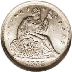 1838 H10C Large Stars MS66 NGC. A lustrous cream-gray 