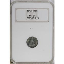 1842 H10C MS64 NGC. An outer ring of mint-green envelo 