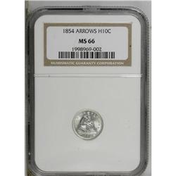 1854 H10C Arrows MS66 NGC. This frosty Premium-Gem exh 