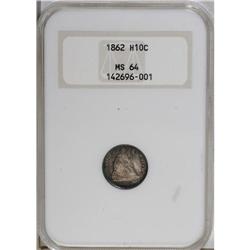 1862 H10C MS64 NGC. A solidly detailed example struck 