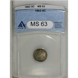 1863 H10C MS63 ANACS. Select and nicely struck with pr 