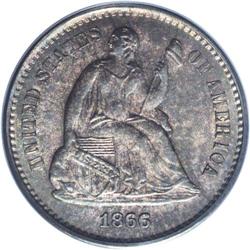 1866-S H10C MS65 PCGS. A full complement of frosty lus 