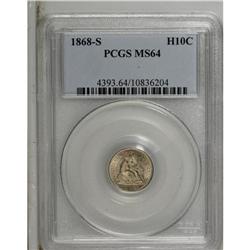 1868-S H10C MS64 PCGS. Solidly struck and lustrous ben 