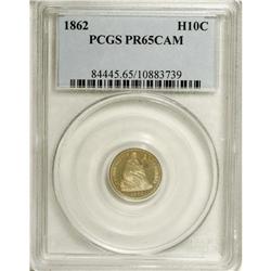 1862 H10C PR65 Cameo PCGS. Incipient light tan color a 