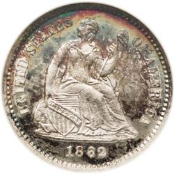 1862 H10C PR67 S Cameo NGC. Splashes of honey-gold, o 