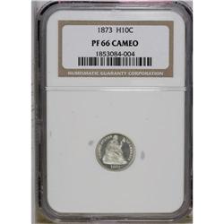 1873 H10C PR66 Cameo NGC. Deeply reflective beneath sl 