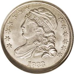 1833 10C MS64 NGC. JR-9, R.2. This variety is most eas 