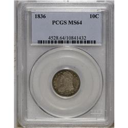 1836 10C MS64 PCGS. JR-3, R.3. Golden-brown and lavend 