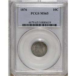 1876 10C MS65 PCGS. Softly lustrous beneath deep viole 