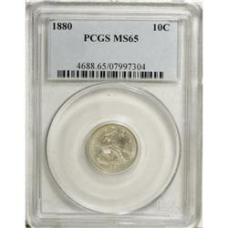 1880 10C MS65 PCGS. Crisply struck and highly lustrous 