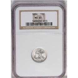 1884 10C MS65 NGC. This super Seated dime Gem is virtu 