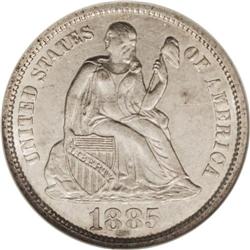 1885-S 10C AU58 NGC. A key mintmarked Seated dime that 