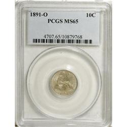 1891-O 10C MS65 PCGS. A remarkably well-preserved Gem 