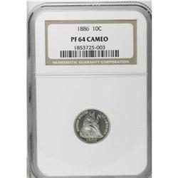 1886 10C PR64 Cameo NGC. This issue has a mintage of 8 