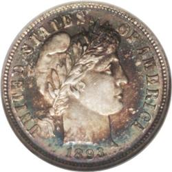 1893-O 10C MS65 NGC. The 1893-O, with a mintage of 1.7 