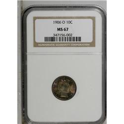 1906-O 10C MS67 NGC. Highly lustrous and remarkably bo 