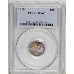 1910 10C MS66 PCGS. Vivid violet-rose and orange patin 