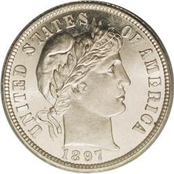 1897 10C PR67 Cameo PCGS. An early proof issue in the 