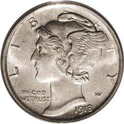 1918-S 10C MS65 Full Bands PCGS. The 1918-S is the mos 