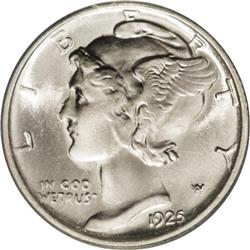 1925-S 10C MS66 Full Bands PCGS. The 1925-S is common 