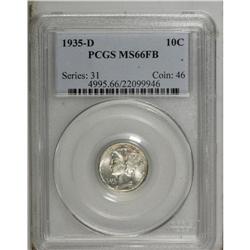 1935-D 10C MS66 Full Bands PCGS. Whispers of aqua-gree 