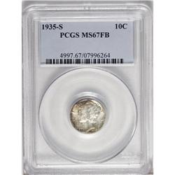 1935-S 10C MS67 Full Bands PCGS. Tan and golden-brown 