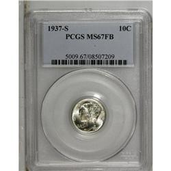 1937-S 10C MS67 Full Bands PCGS. An essentially untone 