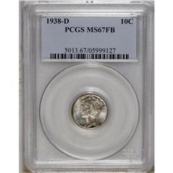 1938-D 10C MS67 Full Bands PCGS. Boldly struck with pl 