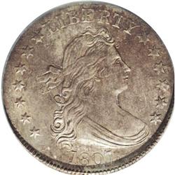 1807 25C AU58 PCGS. B-1, R.3. Die State IV as usually 