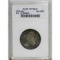 1819 25C Large 9--Cleaned--ANACS. AU50 Details. B-2, R 