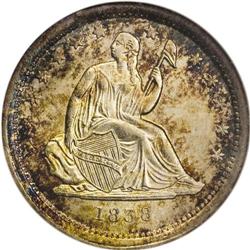 1838 25C No Drapery MS63 NGC. Open Claws Reverse. Firs 