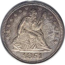 1851 25C MS64 PCGS. The razor-sharp striking details a 