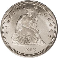 1866 25C Motto MS65 PCGS. Despite noticeable weakness 