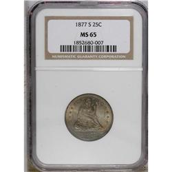 1877-S 25C MS65 NGC. Attractive luster and pretty viol 