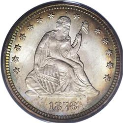 1878 25C MS66 PCGS. Highly lustrous, well preserved su 