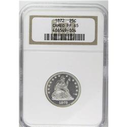1872 25C PR65 Cameo NGC. Highly lustrous with wonderfu 