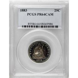 1883 25C PR64 Cameo PCGS. Vivid blue, amber, and cherr 