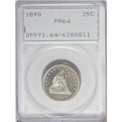 1890 25C PR64 PCGS. Choice and moderately reflective b 