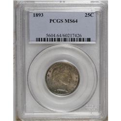 1893 25C MS64 PCGS. The vivid violet, rose, and gold p 