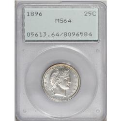 1896 25C MS64 PCGS. Highly lustrous with a touch of go 