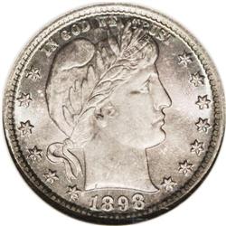 1898 25C MS68 NGC. Forest-green obverse margins surrou 