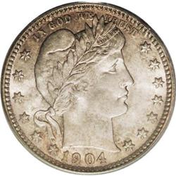 1904-O 25C MS66 PCGS. Splashes of almond-brown and gun 