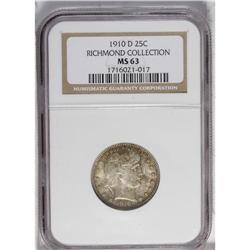1910-D 25C MS63 NGC. Ex: Richmond Collection. Luster s 