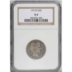 1913-S 25C Good 6 NGC. The dusty-rose devices are silh 