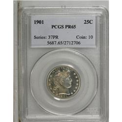 1901 25C PR65 PCGS. Light golden toning covers most of 