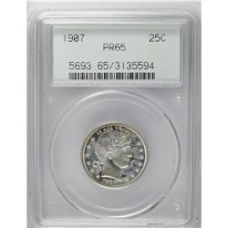 1907 25C PR65 PCGS. Deeply reflective with patches of 