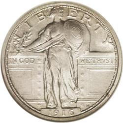 1916 25C --Scratched, Cleaned--ANACS. AU58 Details. Lig 